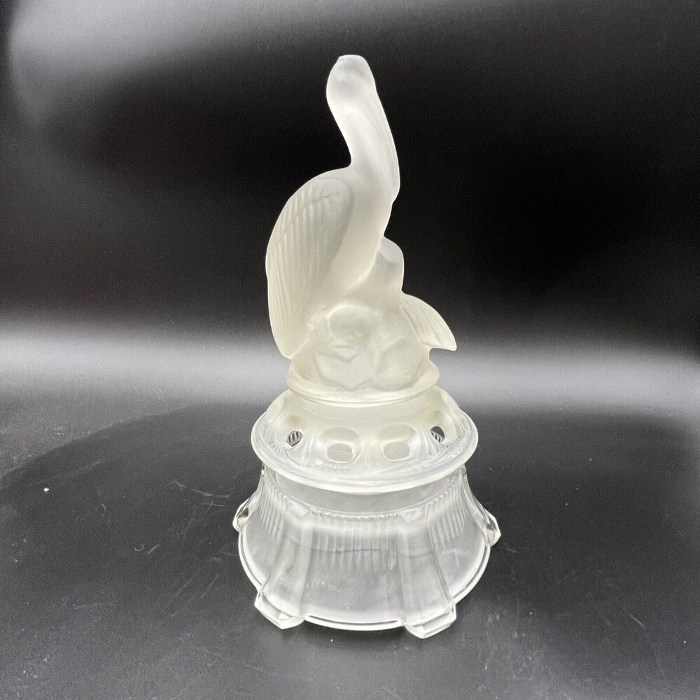 WALTHER AND SOHNE SATIN GLASS PELICAN PELIKAN 3 PIECE FLOWER FROG ART DECO - Picture 3 of 11